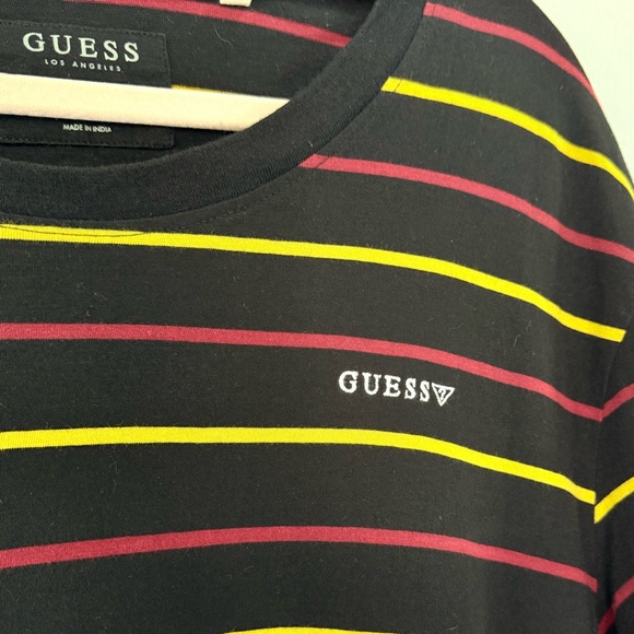 GUESS Striped Tee XL/XXL – Black w/ Yellow & Red Stripes - Picture 8 of 8